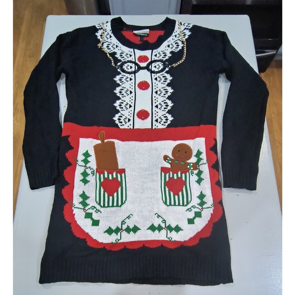Allison Brittney Mrs Claus Gingerbread Ugly Christmas Sweater Dress Womens Med